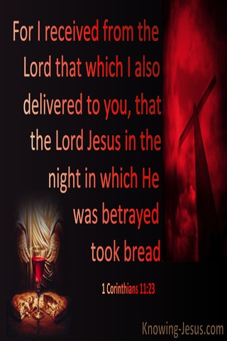 1 Corinthians 11:23 The Night He Was Betrayed Jesus Took Bread (red)